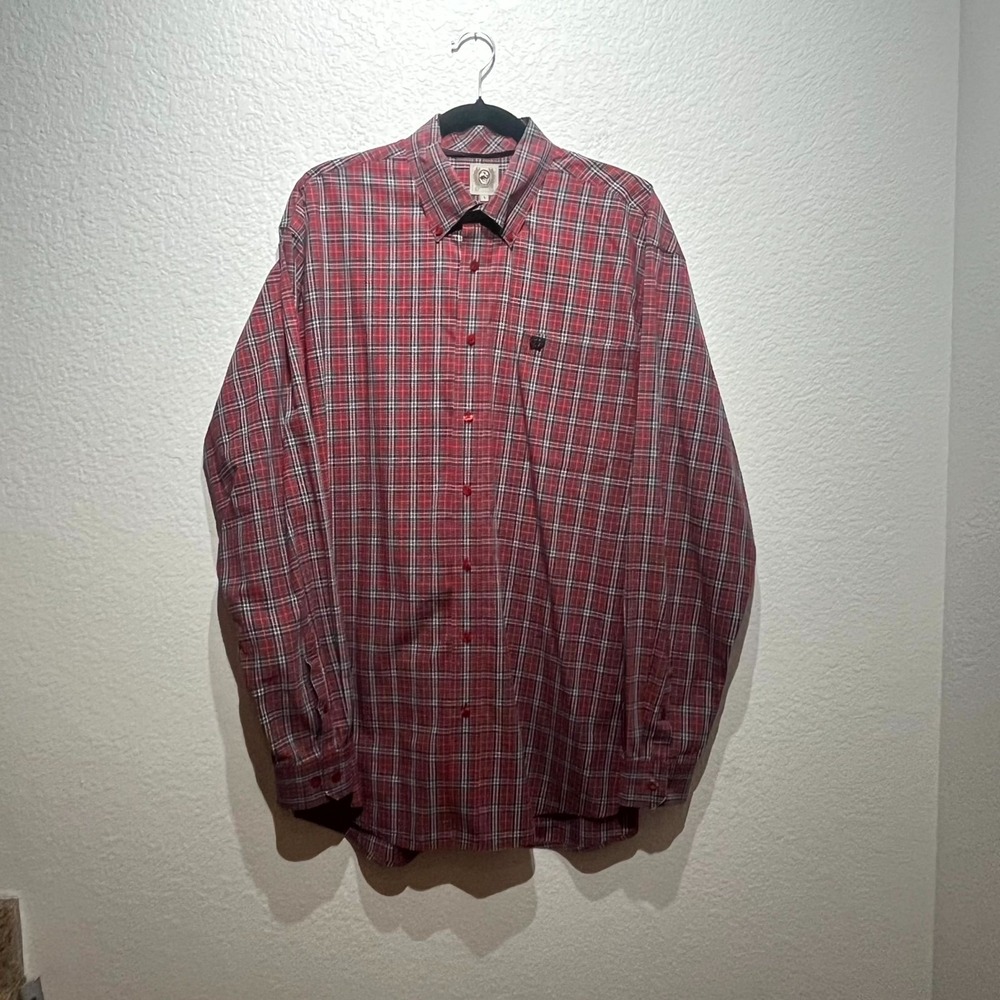Cinch‎ Western Shirt Mens Large Multicolor Buffalo Plaid Cotton Logo Button Down